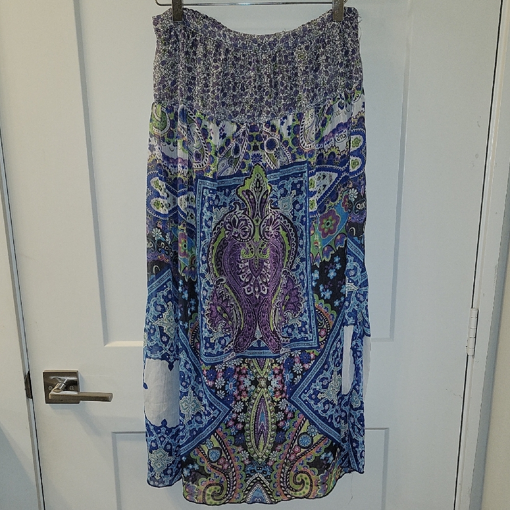 ONE WORLD A-Line Skirt in Blue and Purple